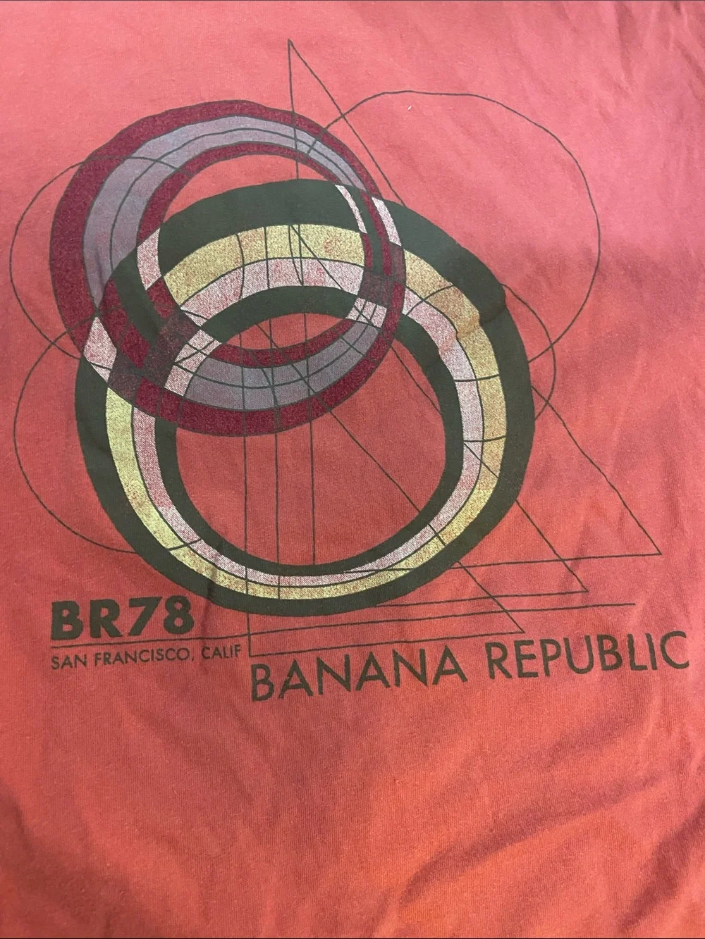 Banana Republic Men's Coral Red Graphic Crewneck Tee